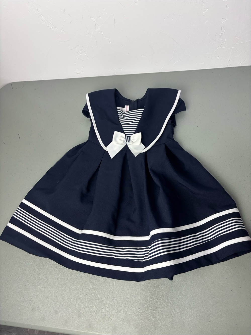 Bonnie Baby Sailor Navy Girls Toddler Dress 24M FLAW Blue Dressy